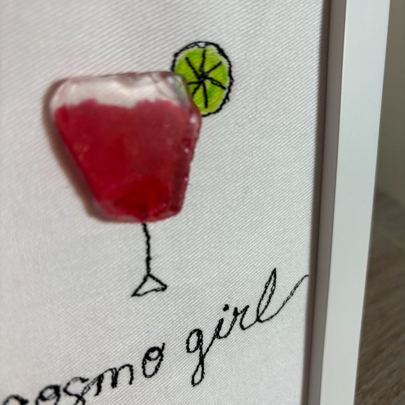 Cosmo Girl Embroidered Art with Sea Glass - Picture 2 of 4